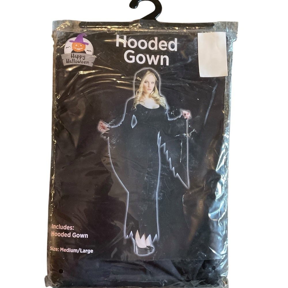 Halloween Costume Hooded Gown Black Size M/L Adult NEW Cosplay Dress Up New